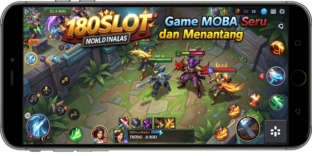 Tampilan gameplay seru dalam 180SLOT dengan aksi MOBA.