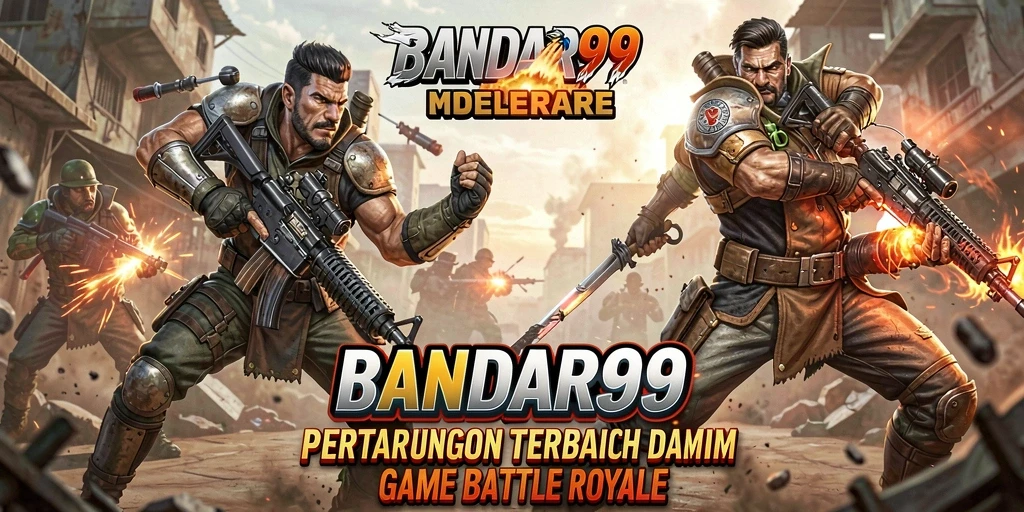 Gameplay BANDAR99 menunjukkan pertarungan intens di arena Battle Royale.