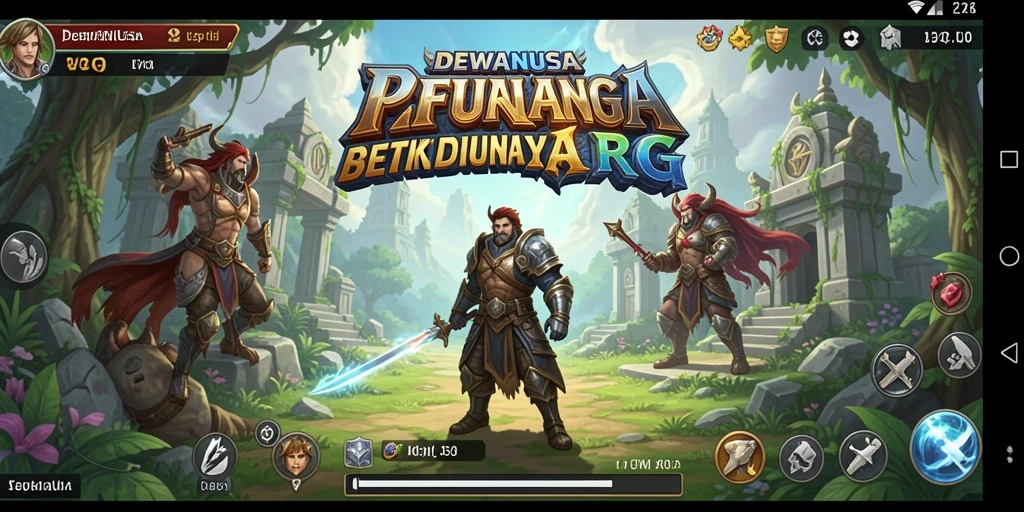 Screenshot gameplay DEWANUSA menampilkan pertarungan seru dan elemen petualangan RPG.
