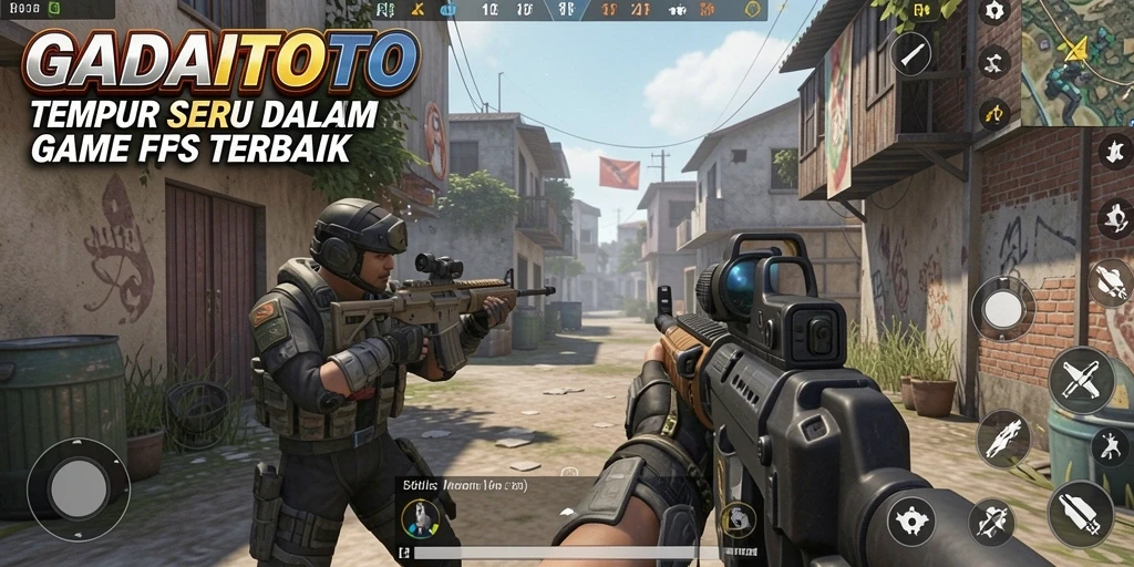 Gameplay seru di GADAITOTO dengan pertempuran FPS intens.