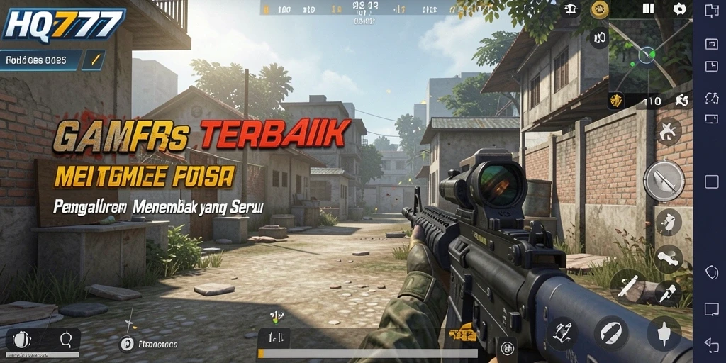 Tampilan gameplay menegangkan di HQ777 dengan aksi menembak yang mendebarkan.