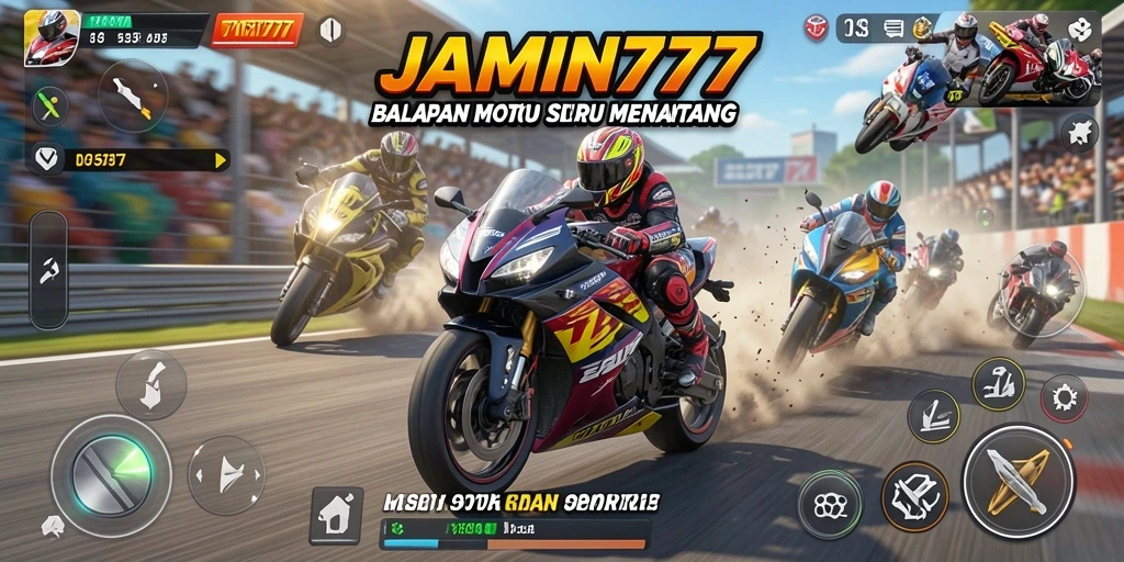 Tampilan gameplay balapan motor yang mendebarkan dan penuh aksi.