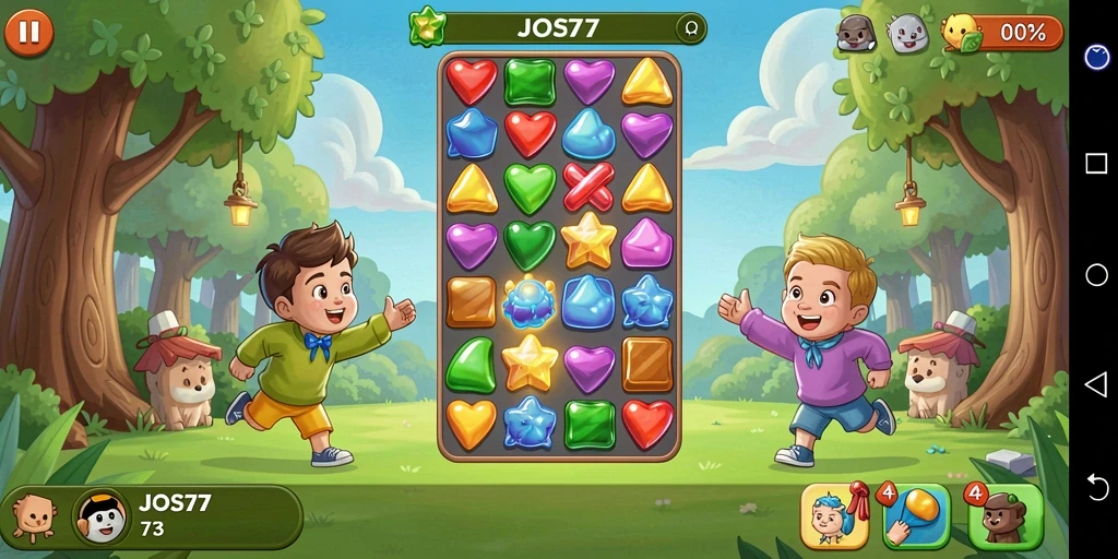 Gameplay seru JOS77 dengan grafis warna-warni.