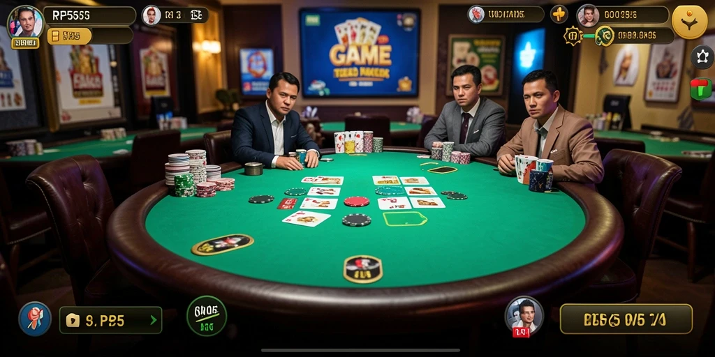 Screenshot gameplay RP55 yang menarik dalam permainan Poker.