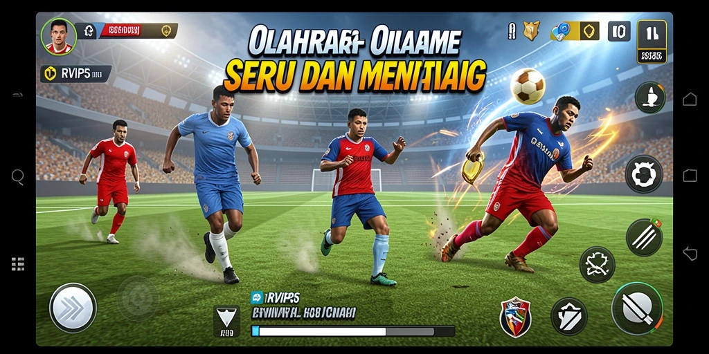 Tampilan gameplay menarik dari RVIP5 yang menggambarkan suasana olahraga.