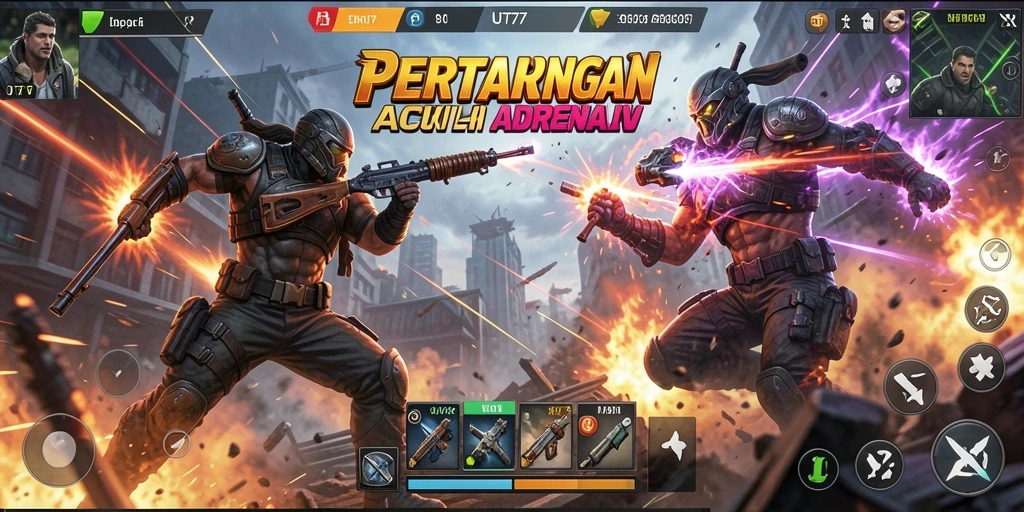 Tangkapan layar UT77 menunjukkan karakter beraksi dalam pertempuran seru.