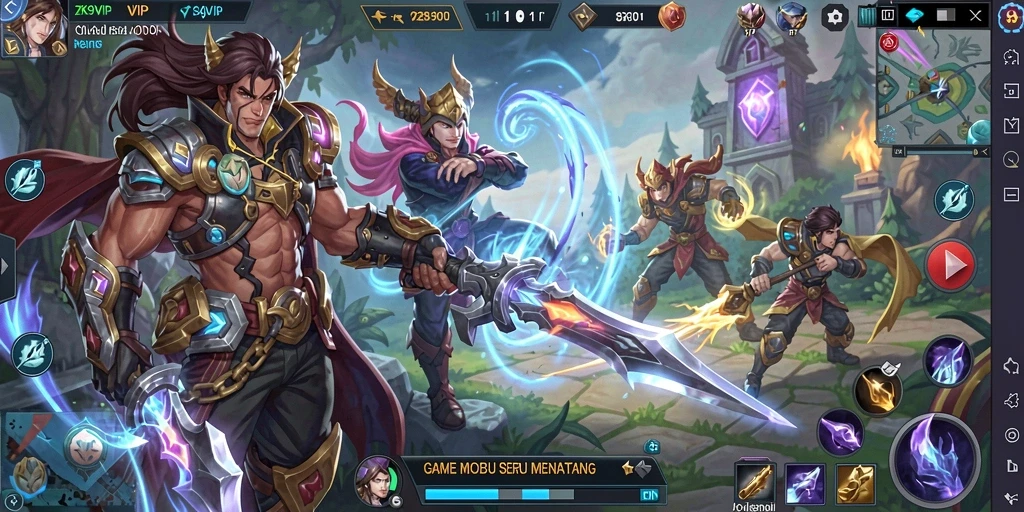 Tampilan gameplay seru ZK9VIP di pertempuran MOBA.